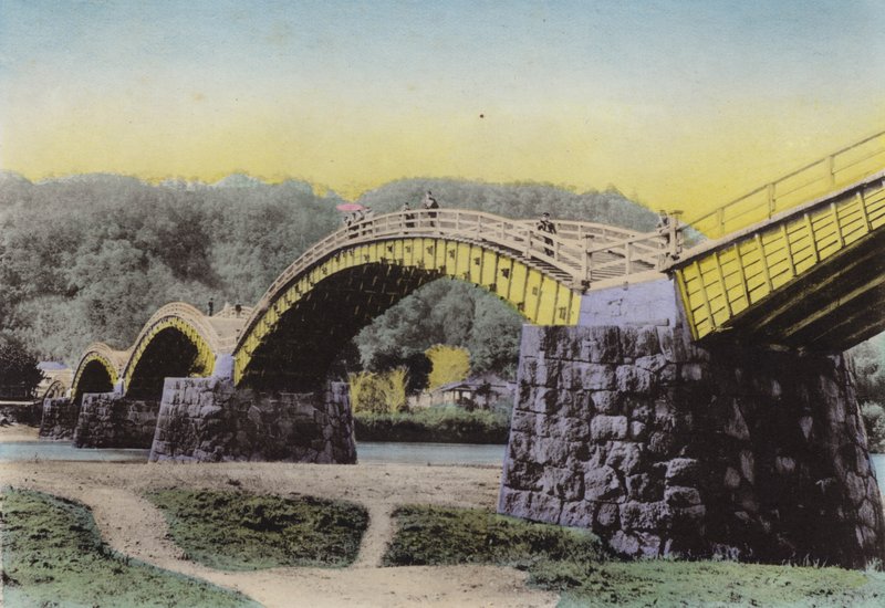 Japan, ca. 1912: Kintaikyo, tændt "Bridge of Damask Girdle," noteret i Japan, Suwo-provinsen (foto) af Photographer Japanese