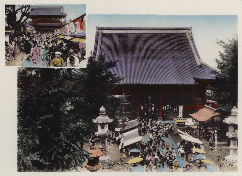 Japan, ca. 1912: Kwannon Temple og dets Ground and Various Show i Asakusa Park, Tokyo (foto) af Photographer Japanese
