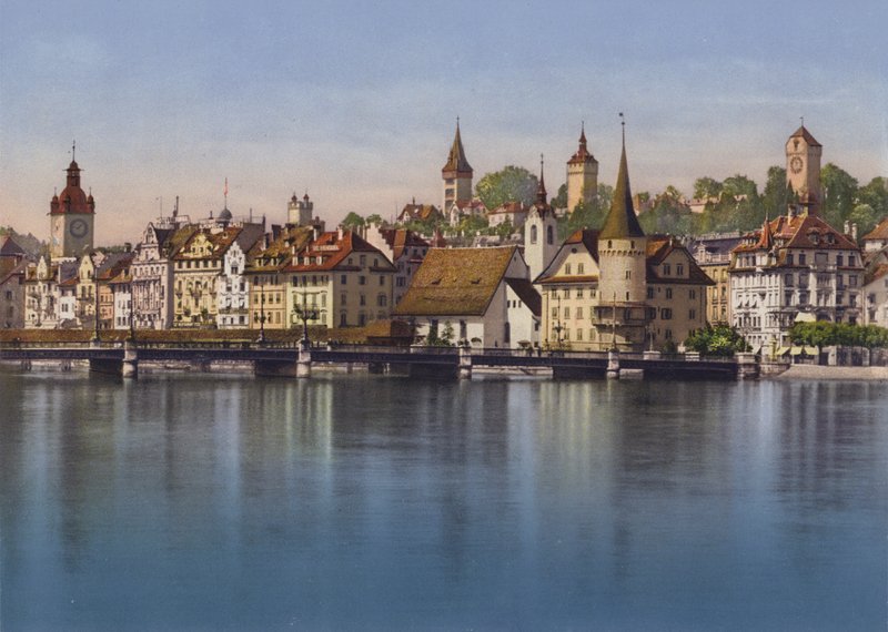 Det gamle Luzern, Seebrucke og Musegg (farvefoto) af Photographer Swiss