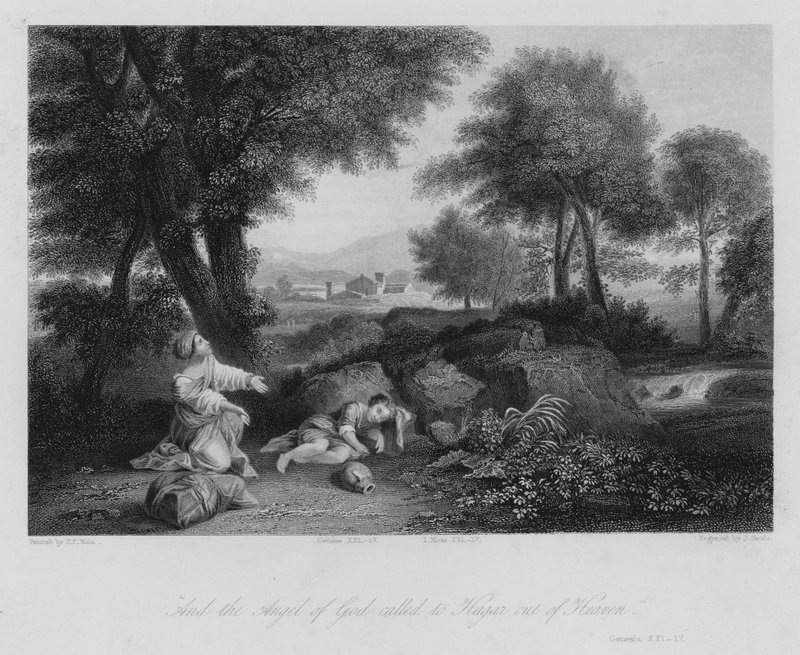 Hagar i ørkenen, 1. Mosebog XXI af Pier Francesco Mola