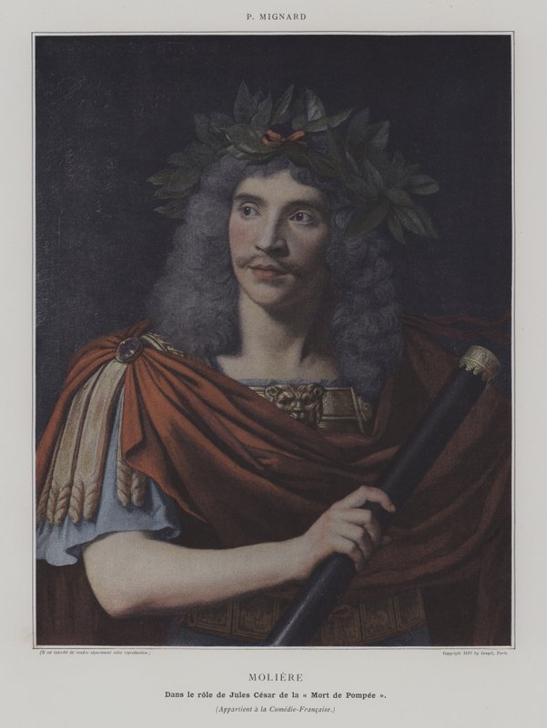 Moliere i rollen som Jules Cesar de la "Mort de Pompee" (Moliere i rollen som Julius Cæsar i Pompejus død) (farvefoto) af Pierre (after) Mignard