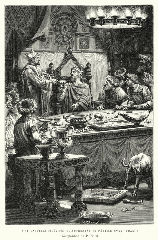 Jeg vil bevare Trofastheden, ellers går jeg til grunde med Judas! (gravering) af Pierre Fritel