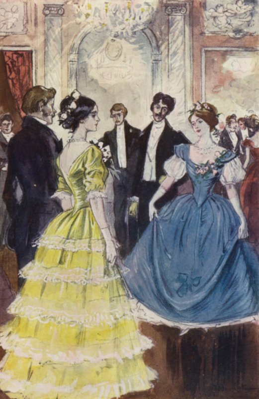 Jeg opfattede Marguerite danse med Comte de N (farve litho) af Pierre Georges Jeanniot