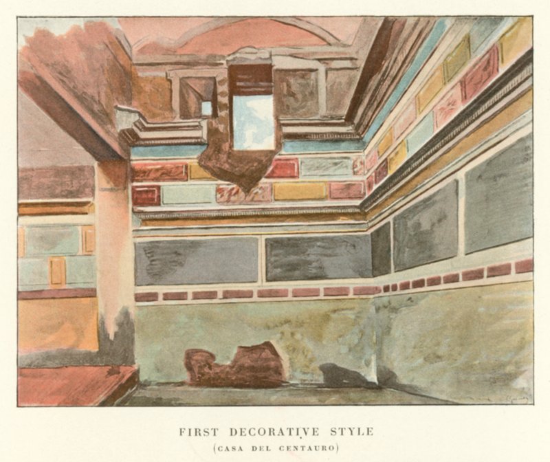 Første dekorative stil, Casa Del Centuaro (farve litho) af Pierre Gusman