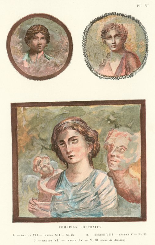 Pompeianske portrætter (farve litho) af Pierre Gusman