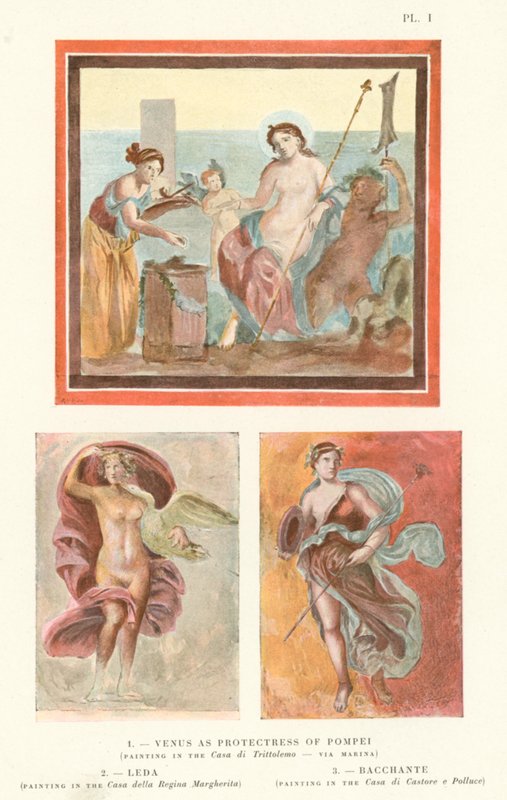 Venus S. Beskytter af Pompeji, Leda, Bacchante (Sort Litho) af Pierre Gusman