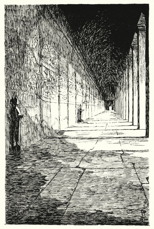Galleri af den første etage, Angkor Vat (gravering) af Pierre Jeannerat de Beerski
