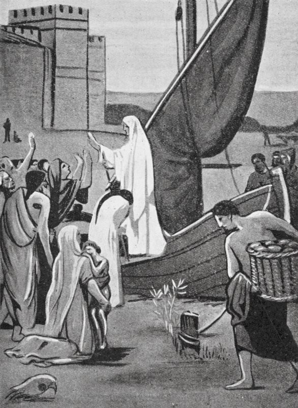 Sankt Genevieve bringer forsyninger til Paris (litografi) af Pierre Puvis de Chavannes