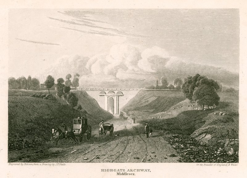 Highgate Archway, Middlesex af Pieter Jansz. Quast