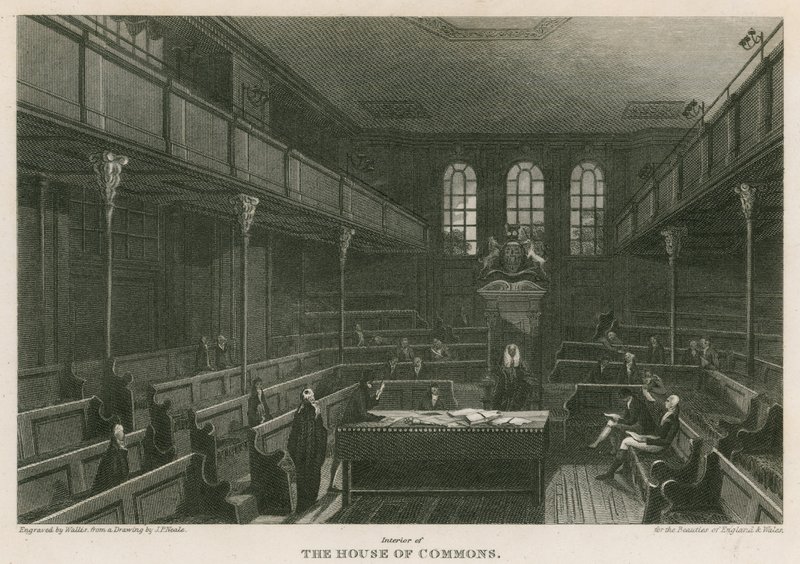 Interiør af House of Commons, Westminster, London af Pieter Jansz. Quast