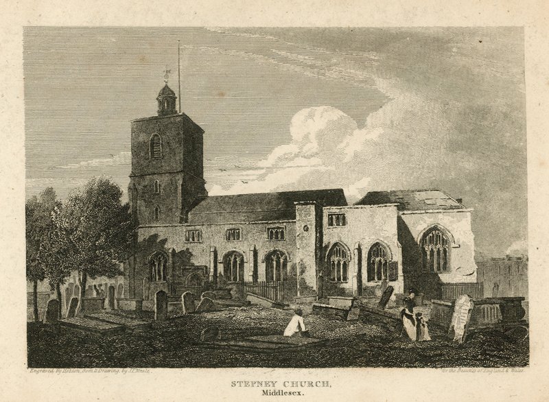 Stepney Church, London (gravering) af Pieter Jansz. Quast