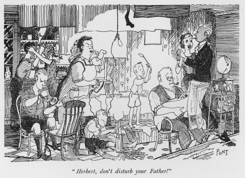 "Herbert, forstyr ikke din far!" (litho) af Pont