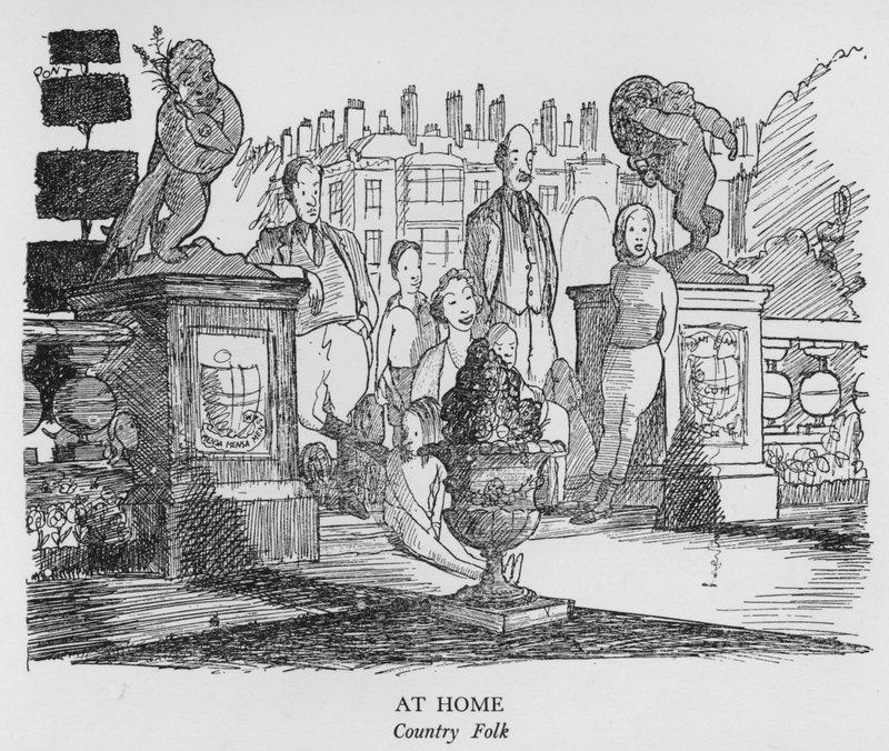 At Home, Country Folk (litho) af Pont