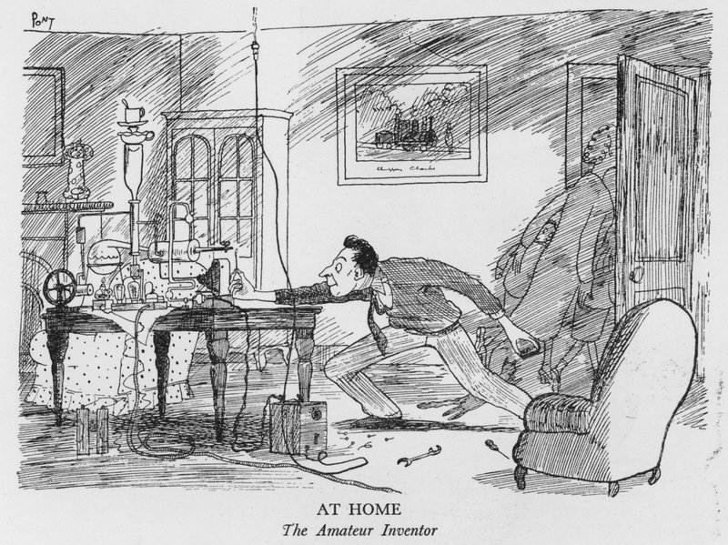 At Home, amatøropfinderen (litho) af Pont
