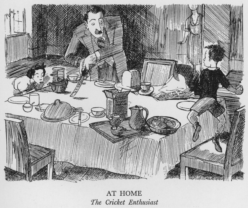 At Home, Cricket-entusiasten (litho) af Pont