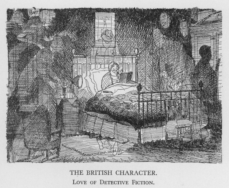 Den britiske karakter, Love of Detective Fiction (litho) af Pont