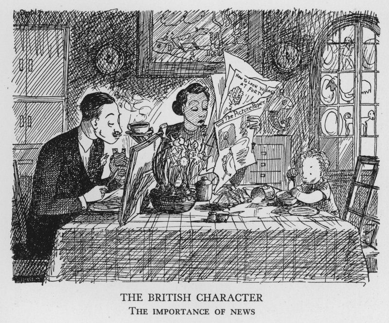 Den britiske karakter, vigtigheden af nyheder (litho) af Pont
