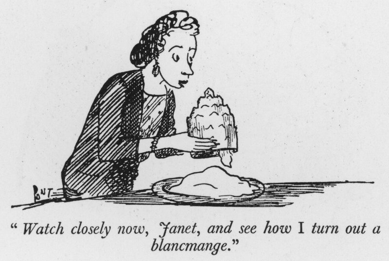 "Se godt efter nu, Janet, og se, hvordan jeg bliver en blancmange" (litho) af Pont