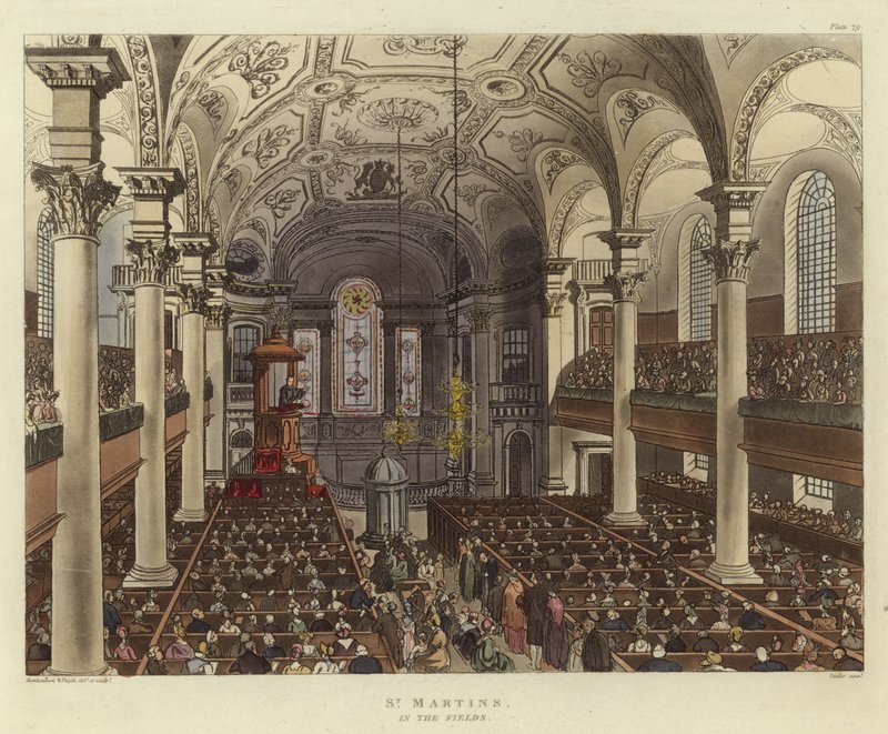 St Martins på markerne af Pugin and Rowlandson