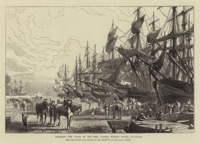 Mod dagens slutning, Canada Timber Docks, Liverpool af R. Dudley