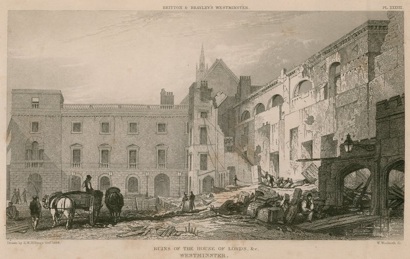 Ruinerne af House of Lords, Westminster af R. W. Billings