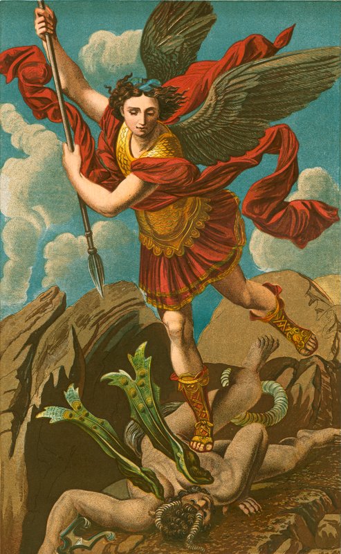 St Michael besejrer Satan af Raffaello Sanzio Raphael