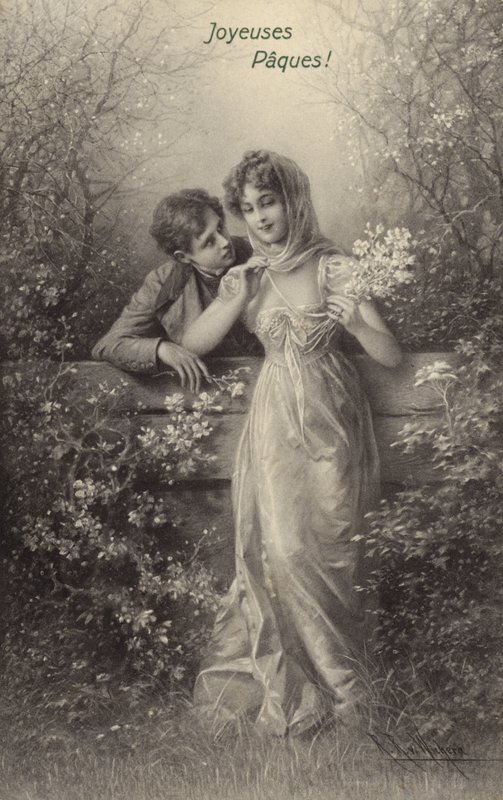 Par læner sig op ad et hegn af Raimund Ritter Von Brennerstein Wichera