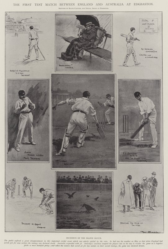 Den første testkamp mellem England og Australien på Edgbaston af Ralph Cleaver