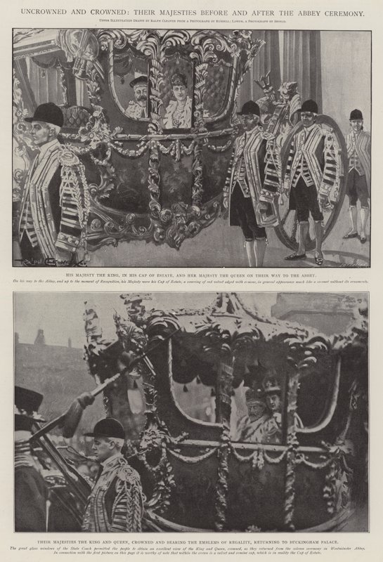 Ukronede og kronede, Deres Majestæter før og efter Abbey-ceremonien af Ralph Cleaver