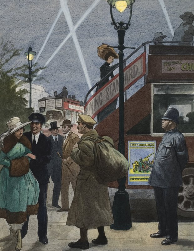 London i Første Verdenskrig (gouache på papir) af Ralph Bruce