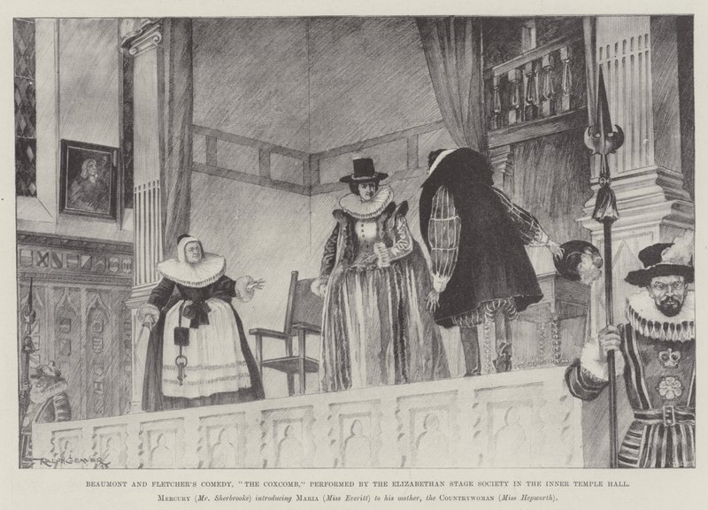Beaumont og Fletchers komedie, The Coxcomb, opført af Elizabethan Stage Society i Inner Temple Hall af Ralph Cleaver