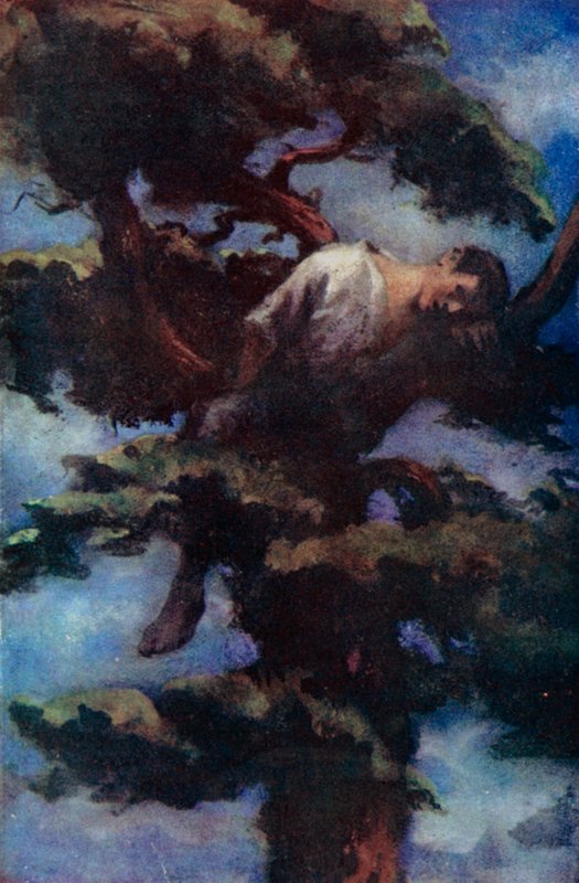 Illustration til Robinson Crusoe af Daniel Defoe (farve litho) af Ralph Noel Pocock