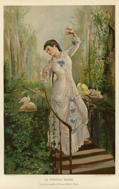 Moderen med turtelduerne (chromolitho) af Ramón Martí Alsina