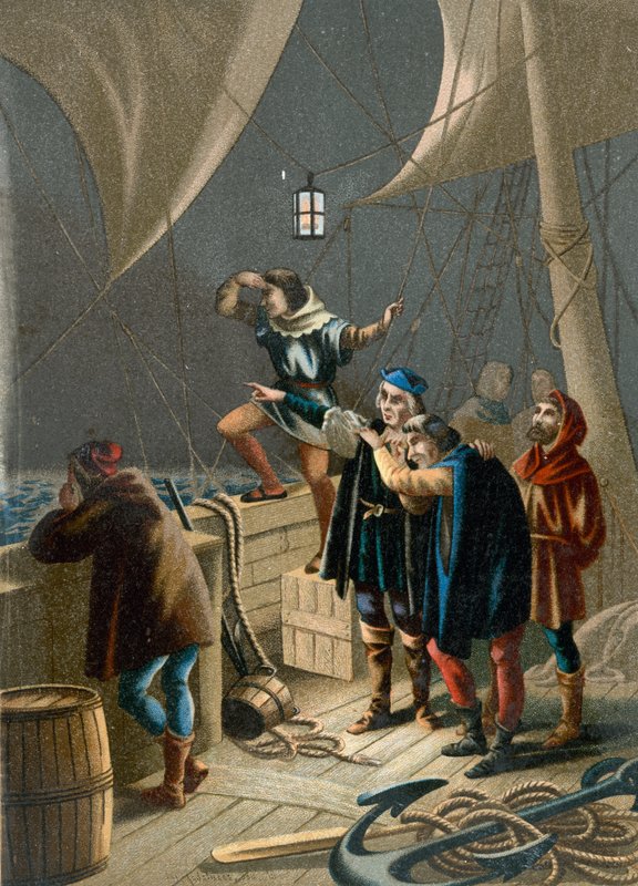 Columbus ser et lys, der indikerer landets nærhed af Ramon Puiggari
