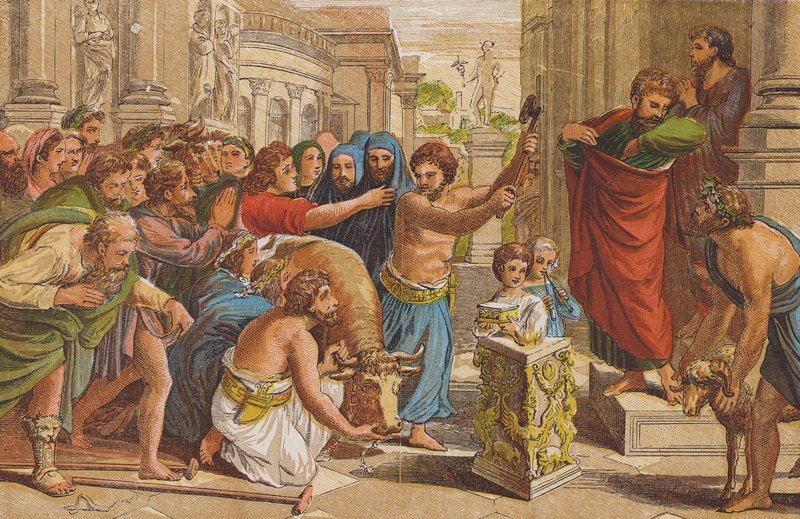 Ofringen i Lystra (farvelitografi) af Raphael (1483 1520) (after)