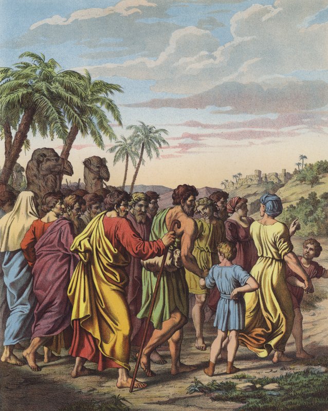 Israelitternes tilbagevenden fra deres fangenskab i Babylon (farve litho) af after Raphael