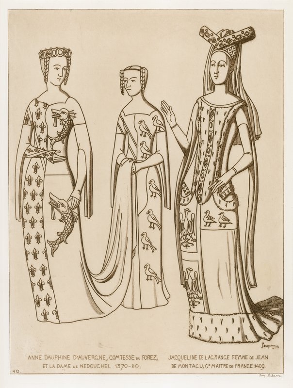 Anne Dauphine, grevinde af Forez og frue af Nedouchel, 1370-80. Jacqueline de Lagrange, hustru til Jean de Montagu, mester i Frankrig, 1409. af Raphael Jacquemin
