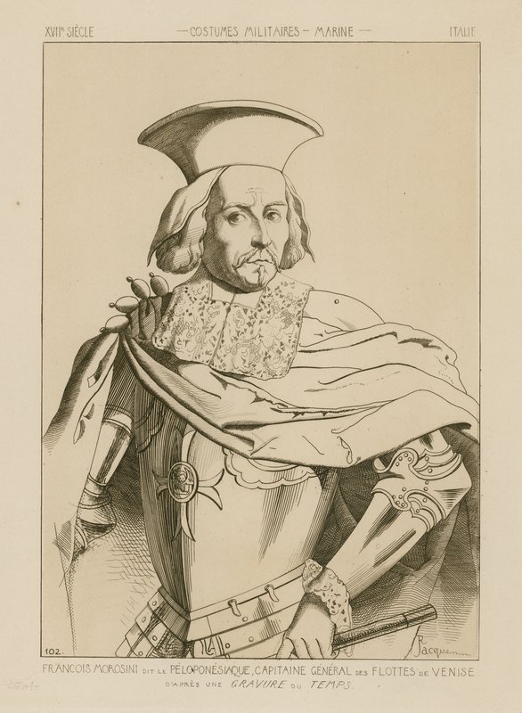 Francesco Morosini, kaldet Peloponnesiaco, generalkaptajn for Venedigs flåder af Raphael Jacquemin