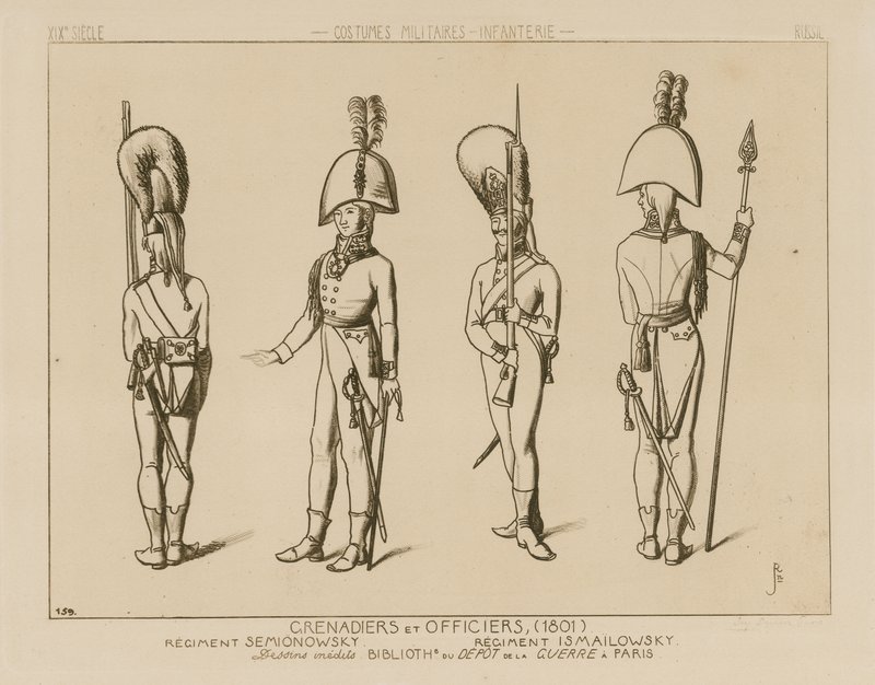 Russiske grenaderer og officerer, 1801 af Raphael Jacquemin