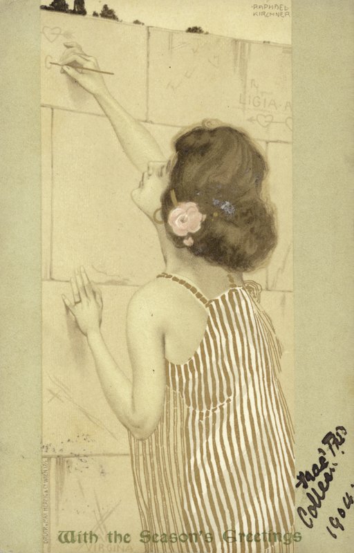 Pige skriver på en væg af Raphael Kirchner