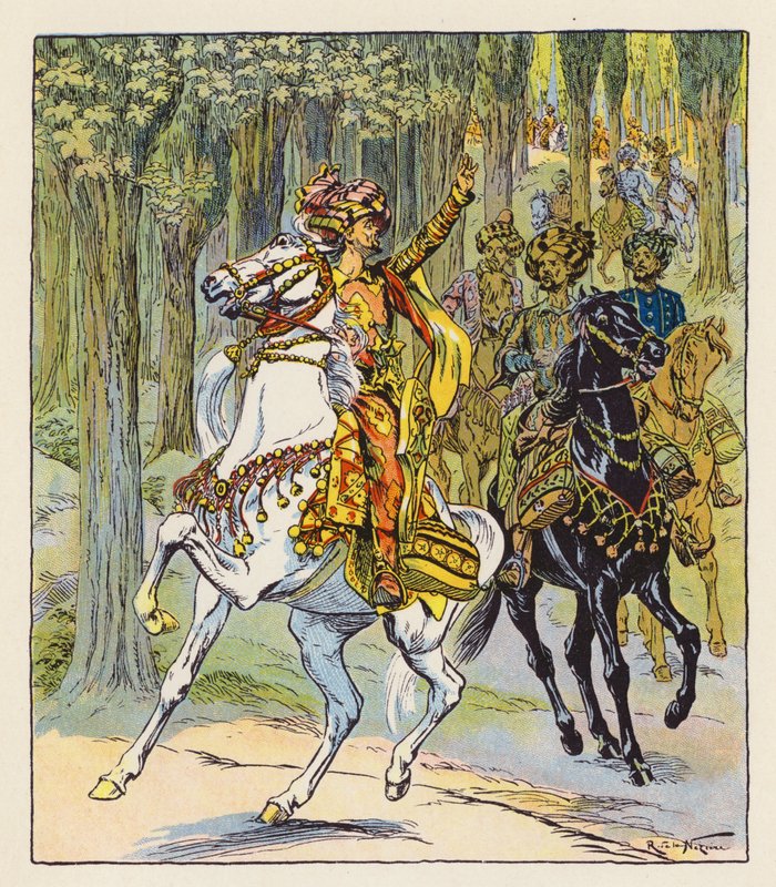 Les Mille et Une Nuits / Tusind og én nat (farvelitografi) af Raymond de la Neziere