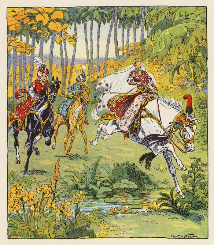 Les Mille et Une Nuits / Tusind og én nat (farvelitografi) af Raymond de la Neziere