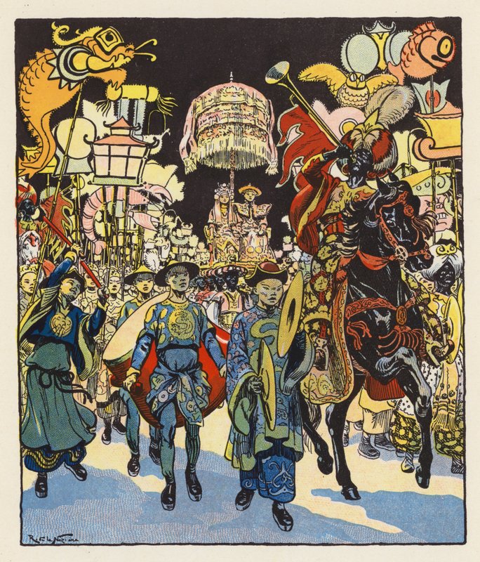 Les Mille et Une Nuits / Tusind og én nat (farvelitografi) af Raymond de la Neziere