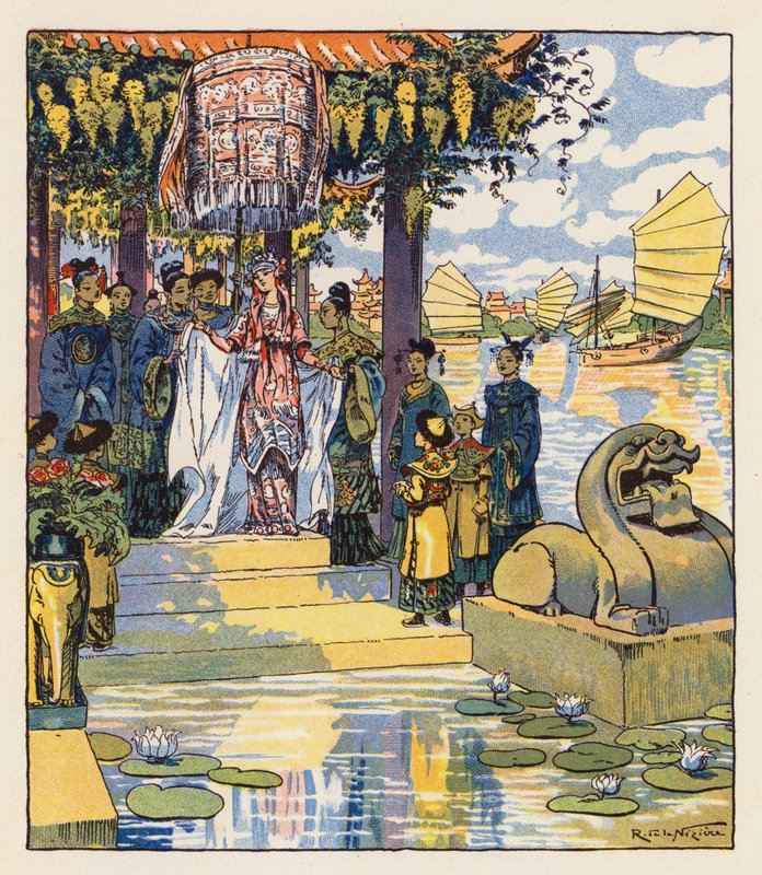 Les Mille et Une Nuits / Tusind og én nat (farvelitografi) af Raymond de la Neziere