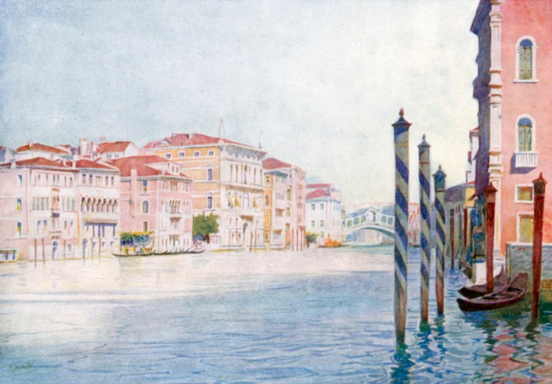 Udsigt over Canal Grande fra San Angelo (farvelitografi) af Reginald Barratt