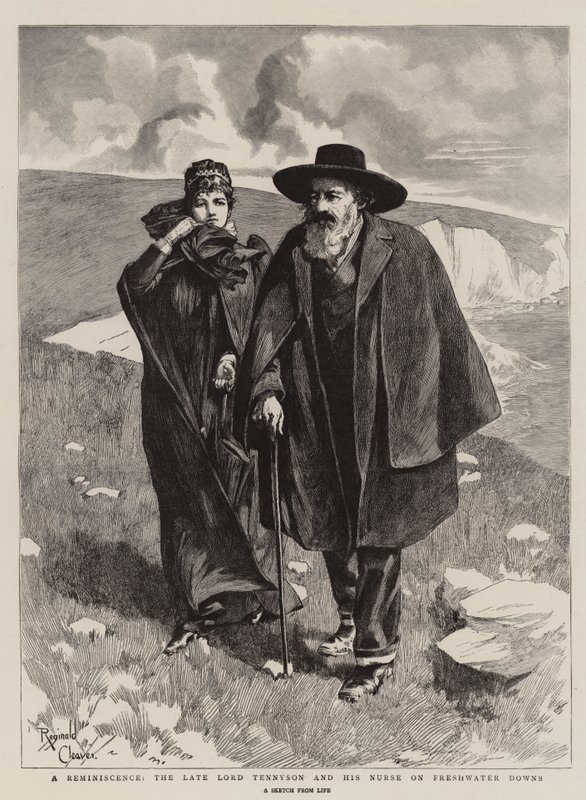 En erindring, den afdøde Lord Tennyson og hans sygeplejerske på Freshwater Downs (gravering) af Reginald Thomas Cleaver