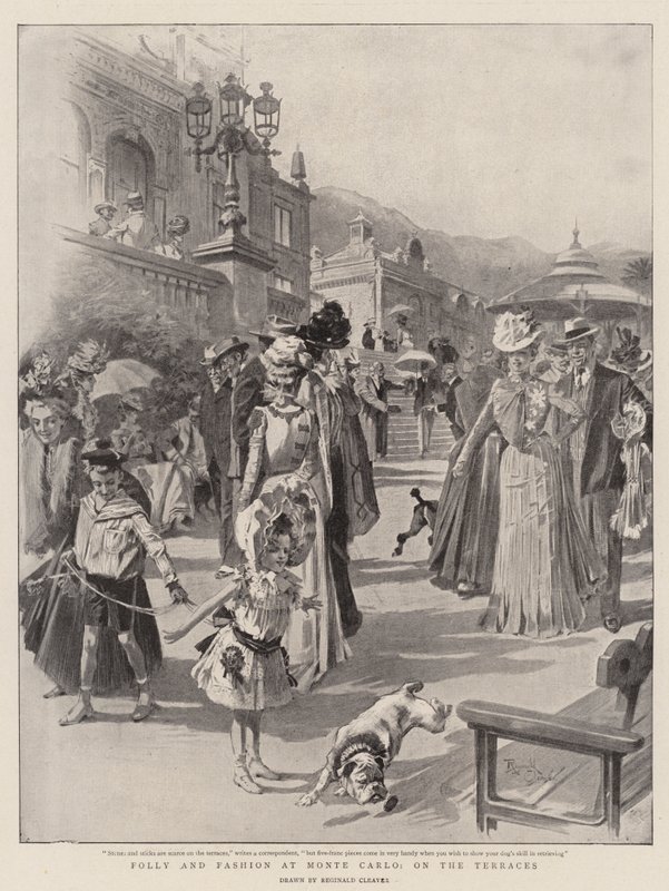 Dårskab og mode i Monte Carlo, på terrasserne (litografi) af Reginald Thomas Cleaver