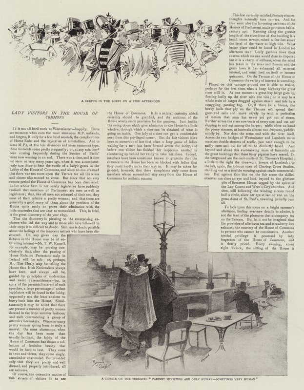 Kvindelige besøgende i Underhuset (litografi) af Reginald Thomas Cleaver