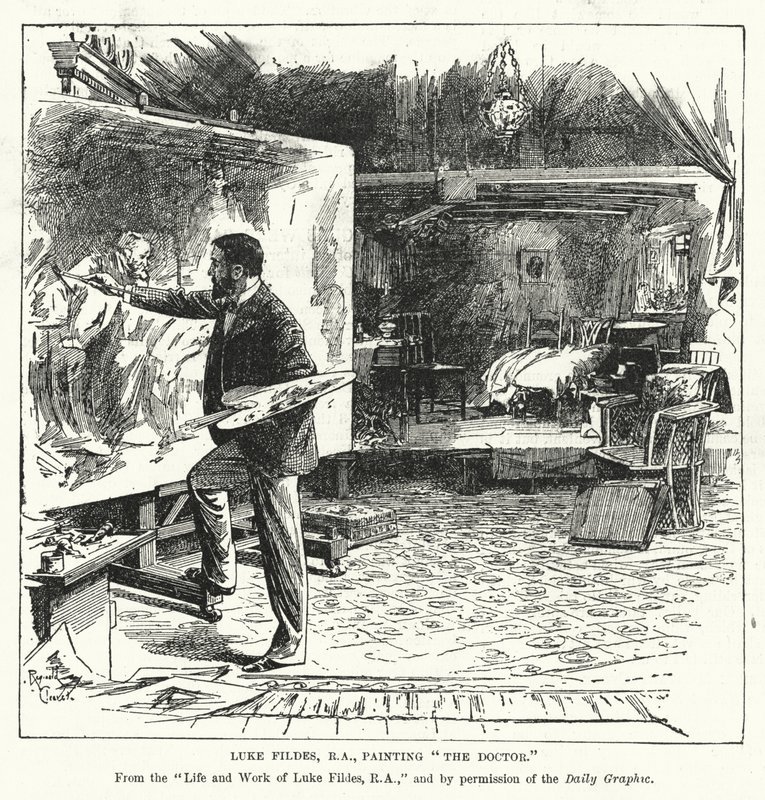Luke Fildes, RA, maler The Doctor (litografi) af Reginald Thomas Cleaver