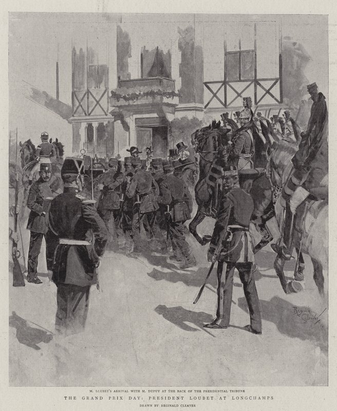 Grand Prix-dagen, præsident Loubet på Longchamps (litografi) af Reginald Thomas Cleaver